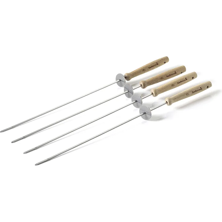 Barbecook Grillspieße mit Ring, Edelstahl, Holz, 46 cm, 4 Stück, grau, beige