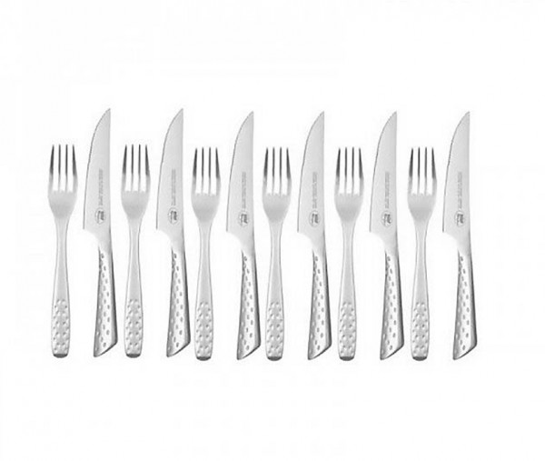 Weber 17845 Deluxe Steakbesteck Grillbesteckset Grillwerkzeug, Edelstahl, 12 Stck, Ergonomische Form