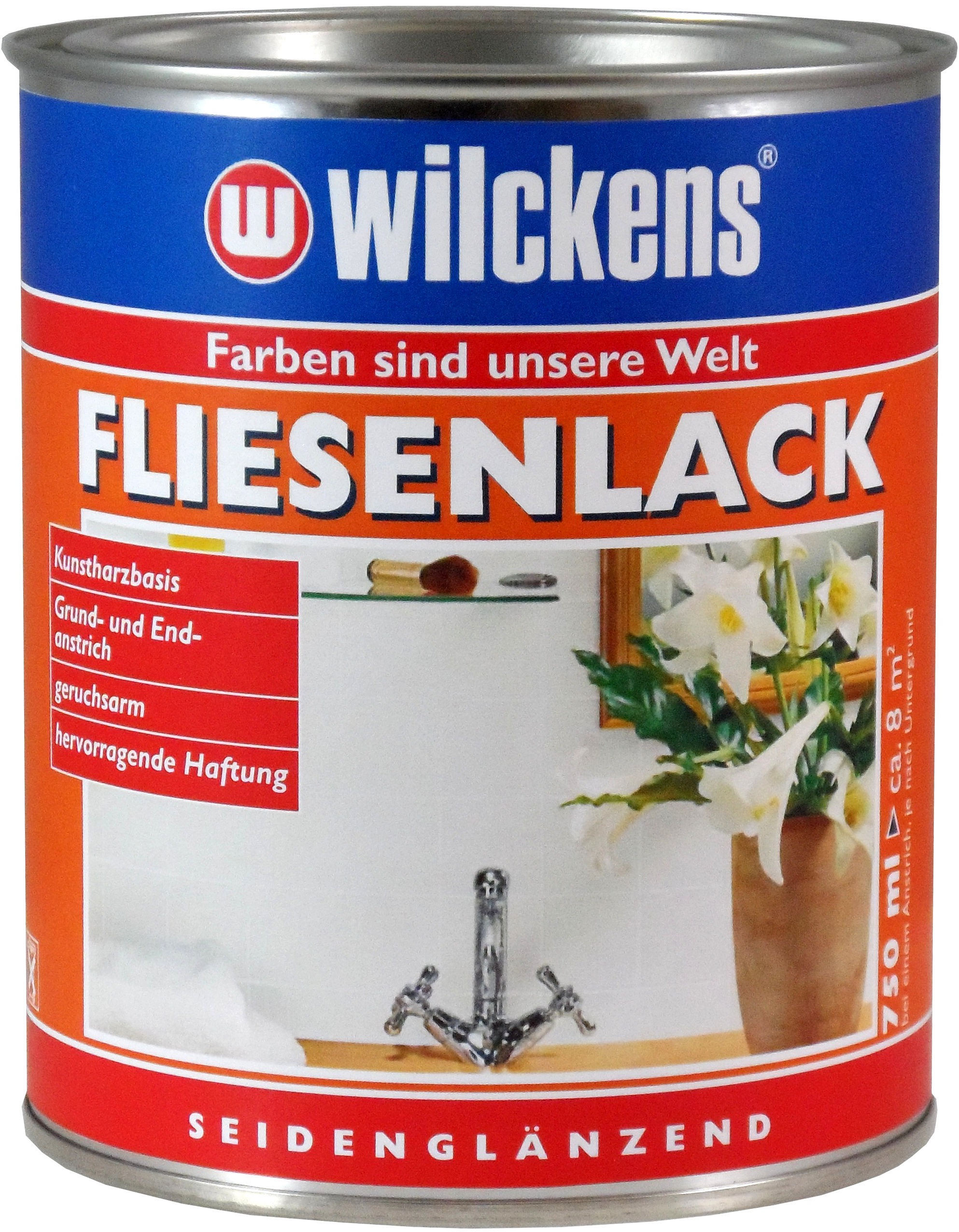 Wilckens - Wilckens Fliesenlack 750ml weiß Fliesen Lack Fliesenfarbe Lackfarbe Farbe Glanz - weiß
