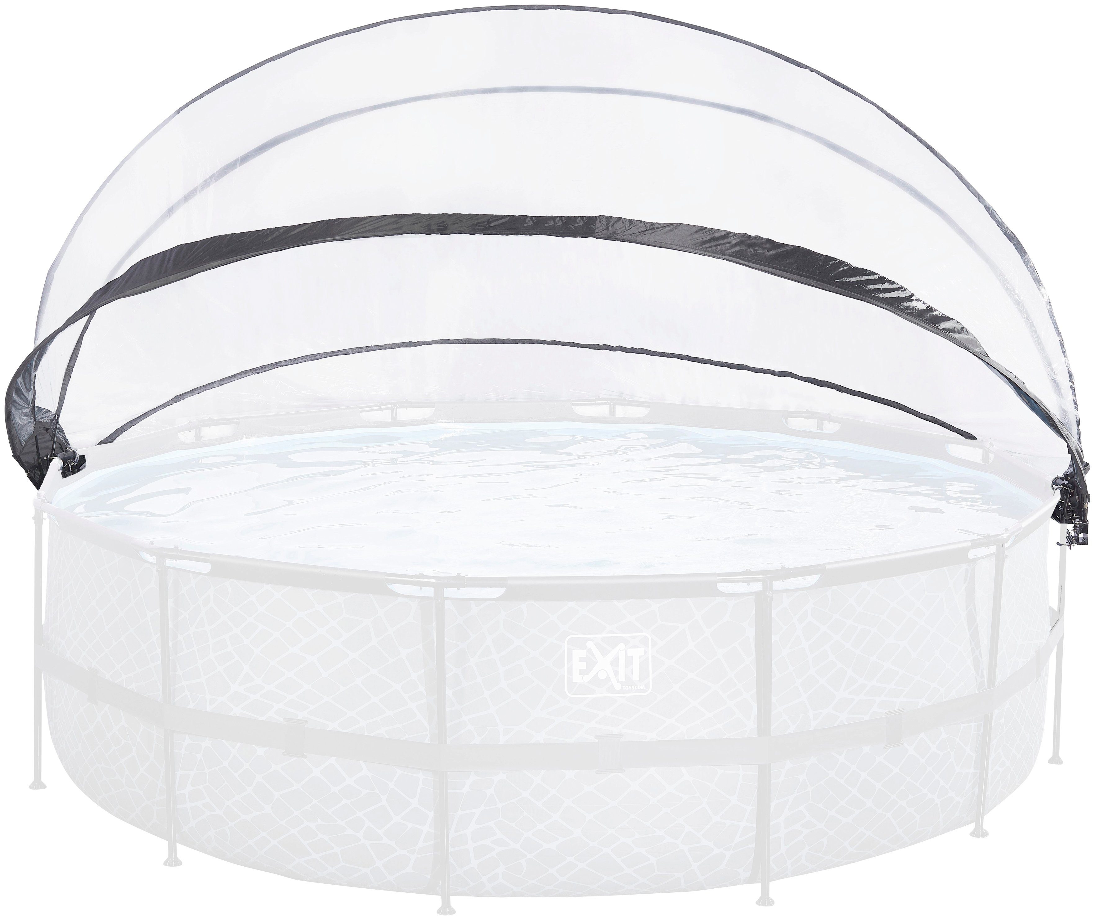 EXIT Swimming Pool Sonnendach, Abdeckhaube Ø 450 cm klappbar, Poolüberdachung 0,16 mm Folienstärke, rund mit Stahlrohr