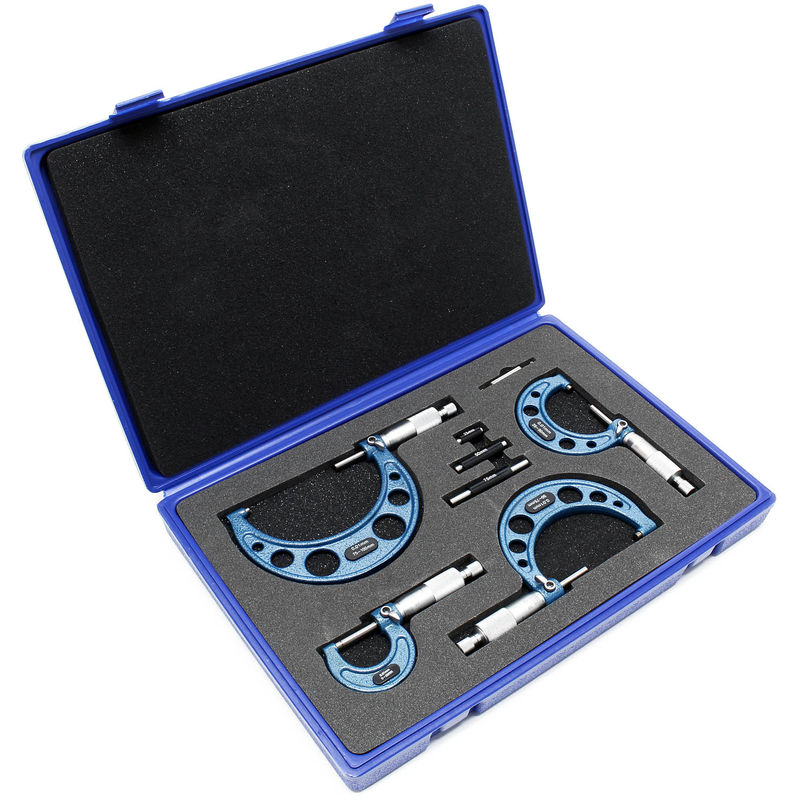 Mikrometer Werkzeug Set 0 - 100 mm Set mit 4 Mikrometer Messgenauigkeit 0,01mm