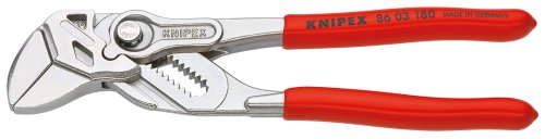 KNIPEX 86 03 180 Zangenschlüssel Zange und Schraubenschlüssel in einem Werkzeug mit Kunststoff überzogen verchromt 180 mm