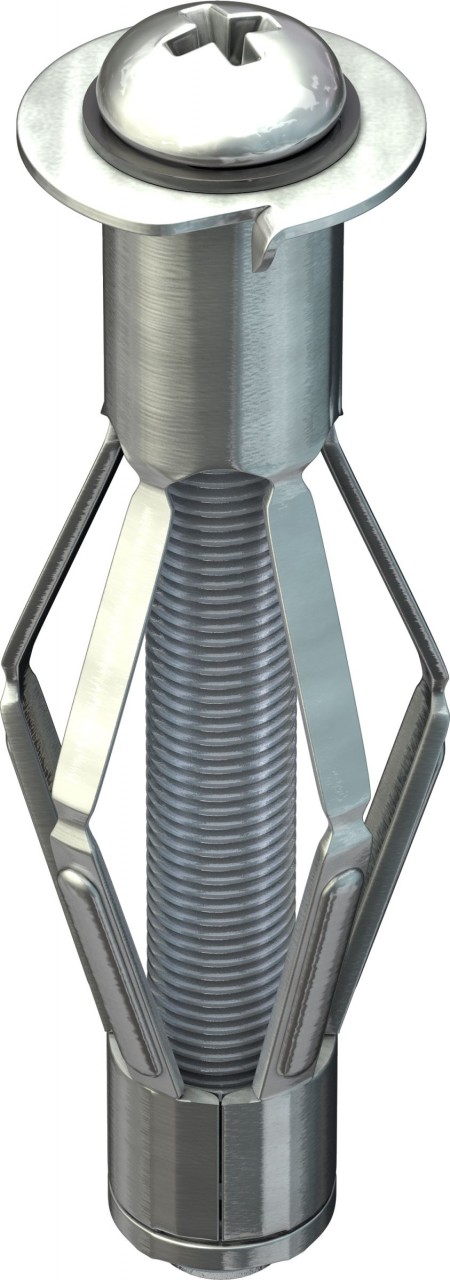 TOX Metall-Hohlraumdübel Acrobat M6 x 37 mm verzinkt, für Befestigungen in Gipskartonplatten, 25 Stück, 035101111