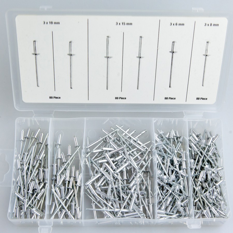 Benson Tools Nieten Blindnieten 320tlg. Sortiment Alu-Stahl Popnieten Set mit Flachrundkopf