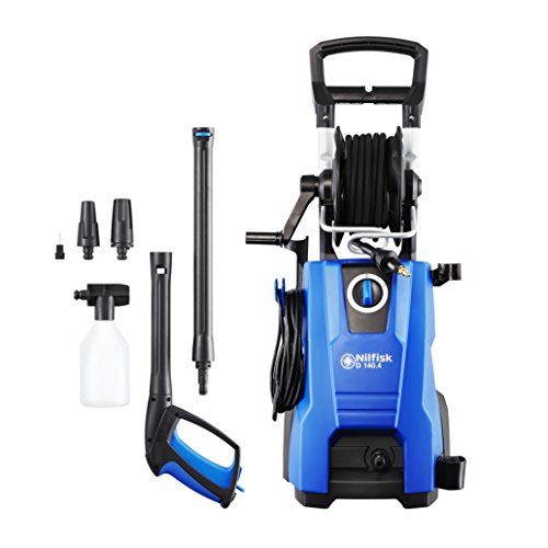 Nilfisk D 140 bar D 140-9 X-TRA UK Hochdruckreiniger für Haushalt, Außenbereich, Autowäsche und Gartenarbeiten 2400-W-Induktionsmotor blau