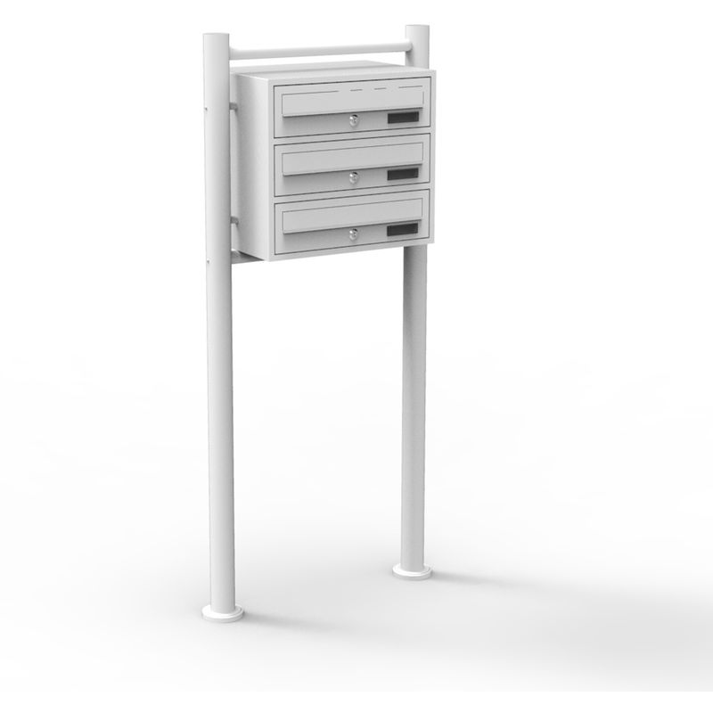 3er Briefkastenanlage Weiß Postfach 3 Fächer Standbriefkasten Briefkasten Postkasten