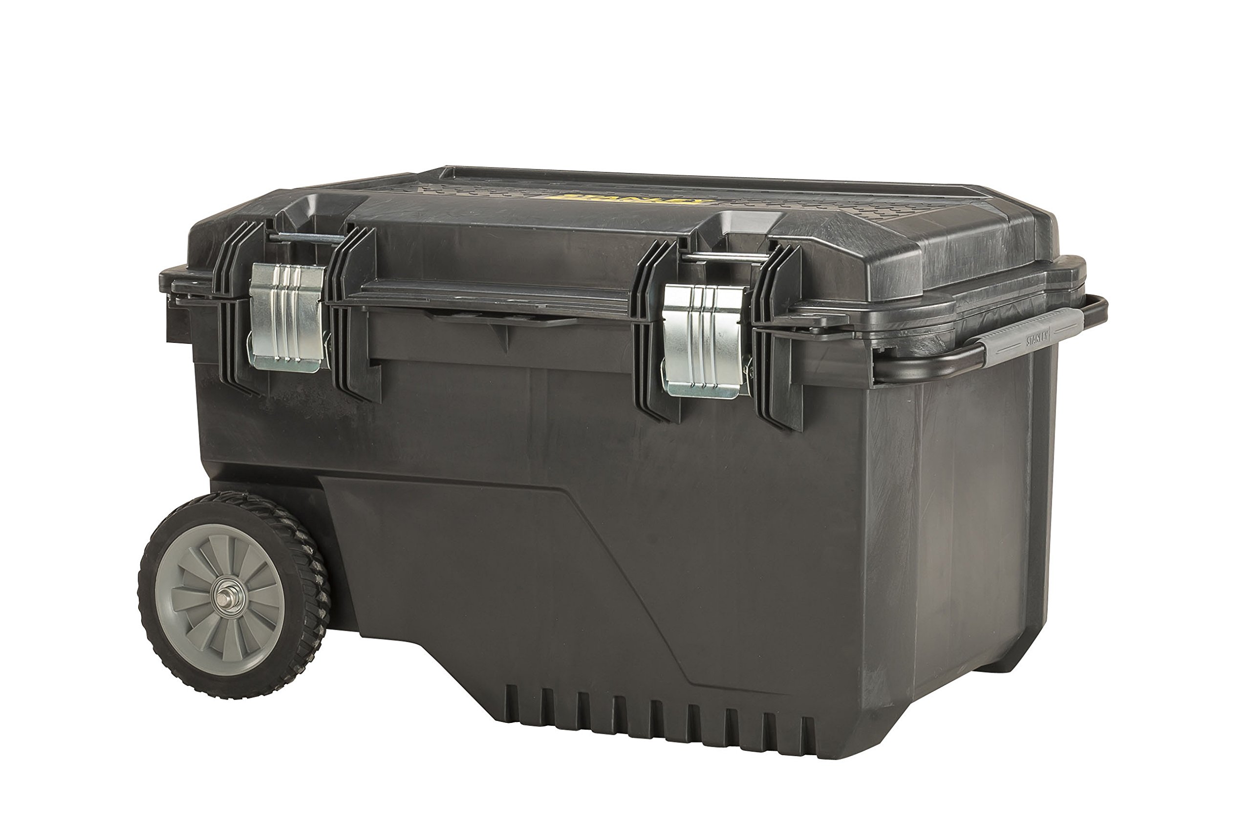 Stanley FatMax Mobile Werkzeugbox - Werkzeugbehälter (52.5x75x45cm, Koffer mit hohem Volumen 90 Liter, Kunststoffbox mit Vertiefung im Deckel, Metallverstrebungen) FMST1-73601