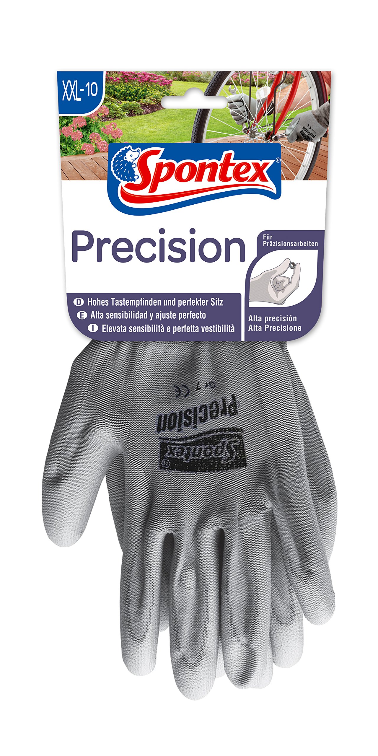 Spontex Precision Handschuhe, ideal für feine Arbeiten im Trockenbereich, mit PU-Beschichtung, hohes Tastempfinden, Farbe nicht frei wählbar, Größe XXL, 1 Paar