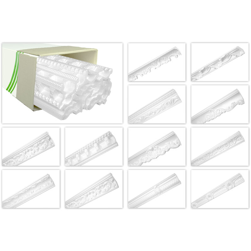 Hexim - Deckenleisten formfest gemustert leicht Styroporleisten EPS Stuckprofile O ZM frei Haus:20 Meter Sparpaket, ZM11 - 69 x 55 mm