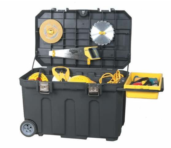 Stanley Werkzeugbox (96,2 x 59,1 x 57,8 cm, robust und mobil, 190l Stauraum, belastbar, Koffer mit Metallverschlüssen, Box mit herausziehbarem Handgriff) 1-93-278