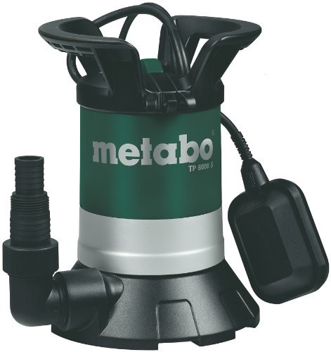Metabo Klarwasser Tauchpumpe TP 8000 S | inkl. Winkelanschlussstück mit Multiadapter, Schwimmerschalter | 250800000 Tauchpumpe