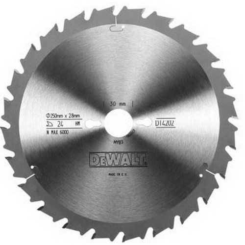 DeWalt Extreme Kreissägeblatt (für Radialarmsägen, Sägeblatt-Ø 250, Bohrung 30 mm, Schnittbreite 2.8 mm, 24FZ, Zahnwinkel 10°) DT4302