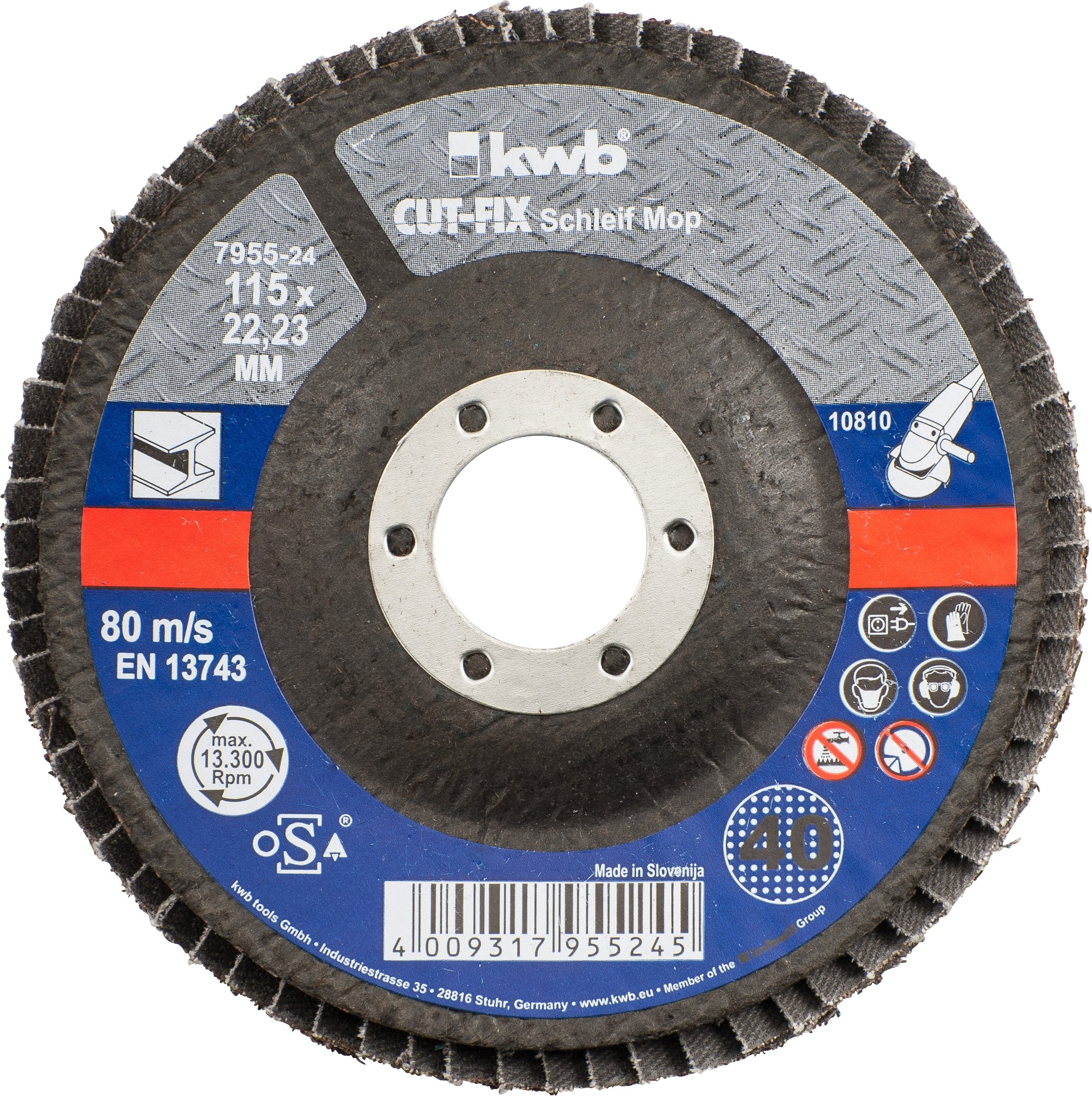 Disco Lamellare Kwb Korn 80 Cut-Fix 795528 - Per Metallio E Acciaio, 115x22 Mm, Per Smerigliatrici Angolari - Foto 3