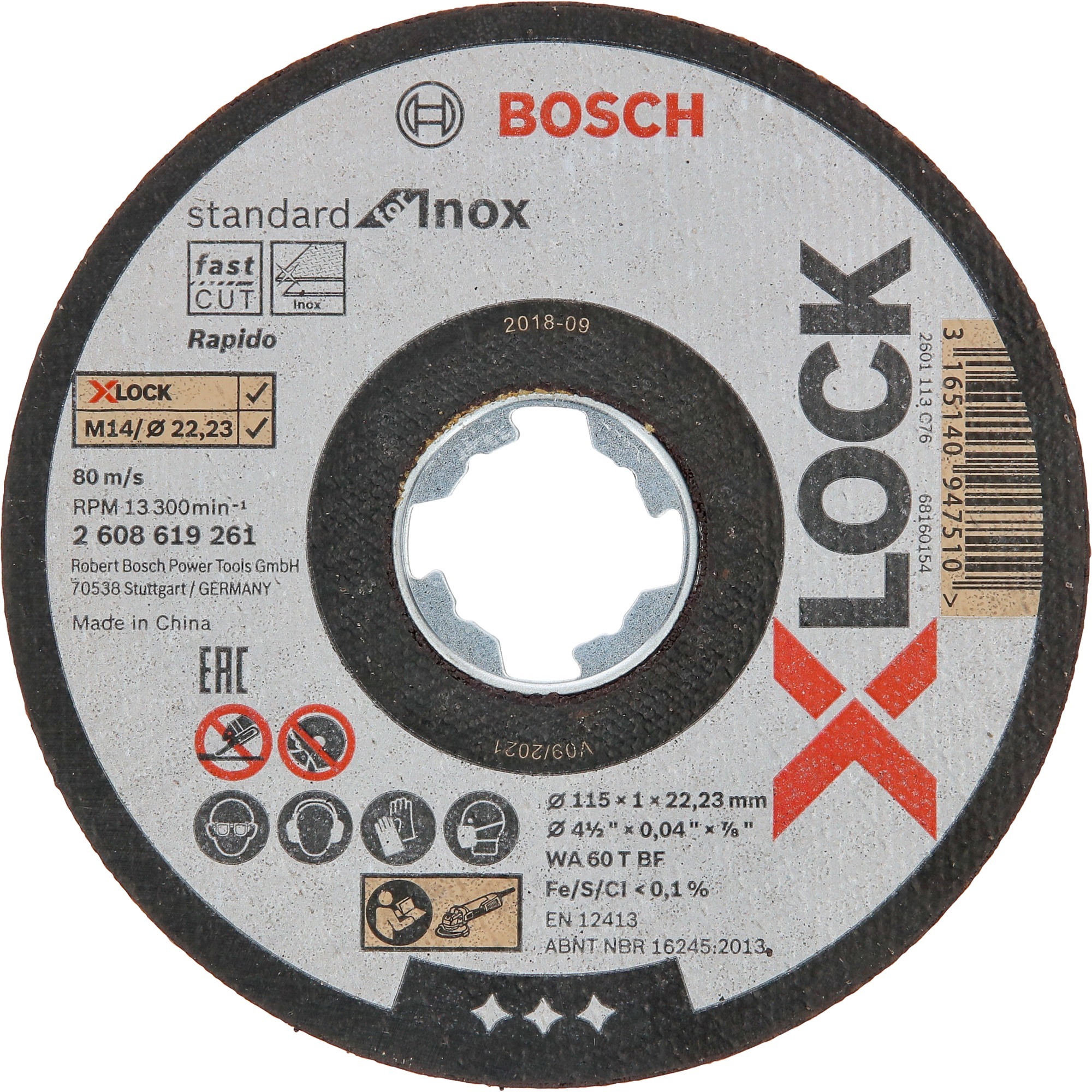Bosch Professional Trennscheibe X-LOCK Standard for Inox 115mm gerade, 115 x 1 x