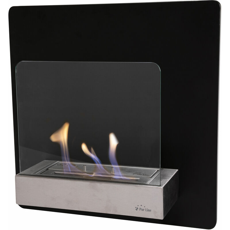 Purline - Wandkamin aus Ethanol aus Stahl und gehärtetem Glas