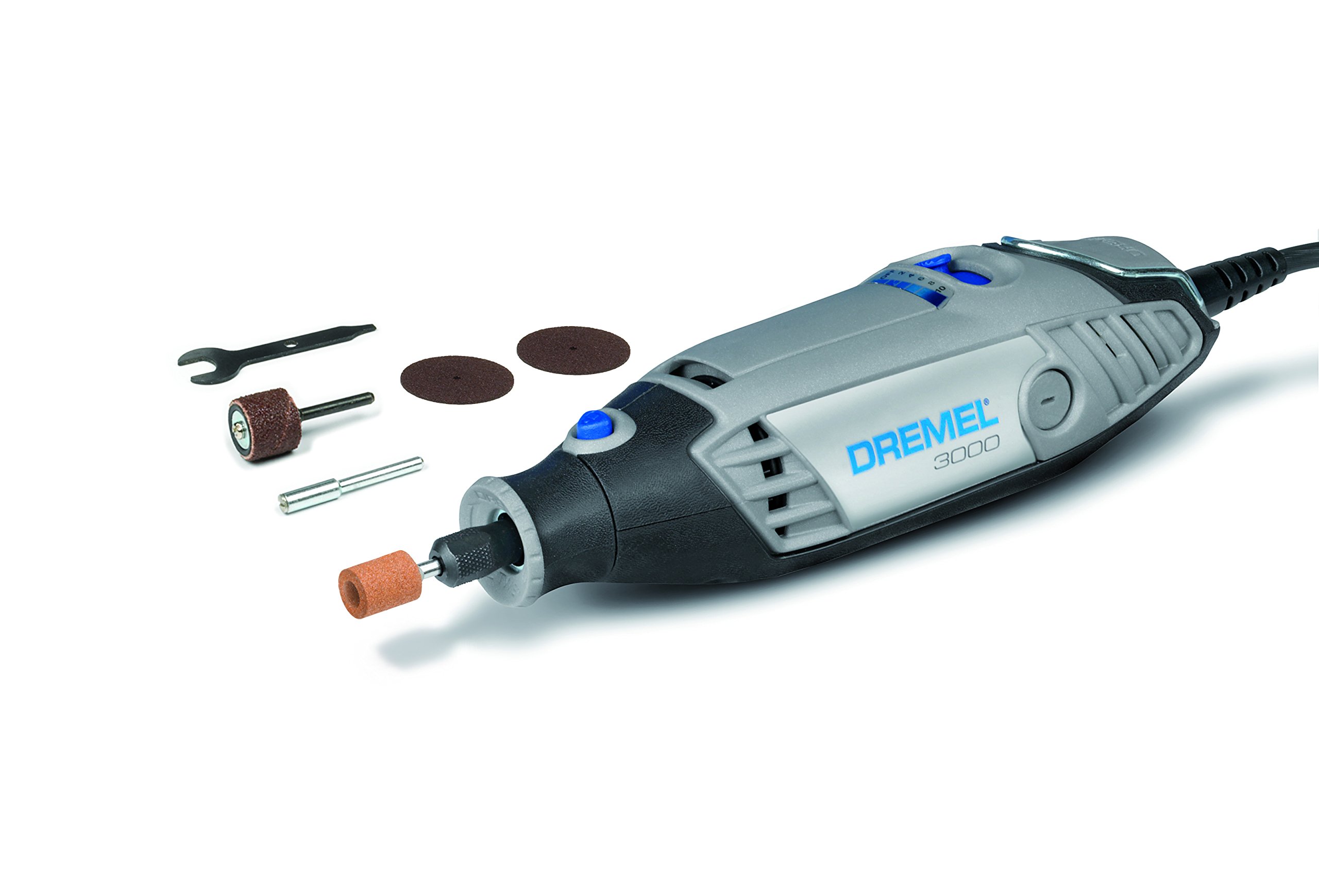 Dremel 3000 Multifunktionswerkzeug 130W, Set mit 5 Zubehörteilen, Drehzal 10.000-33.000 U/min zum Schneiden, Schleifen, Gravieren, Polieren, Schärfen, Schnitzen