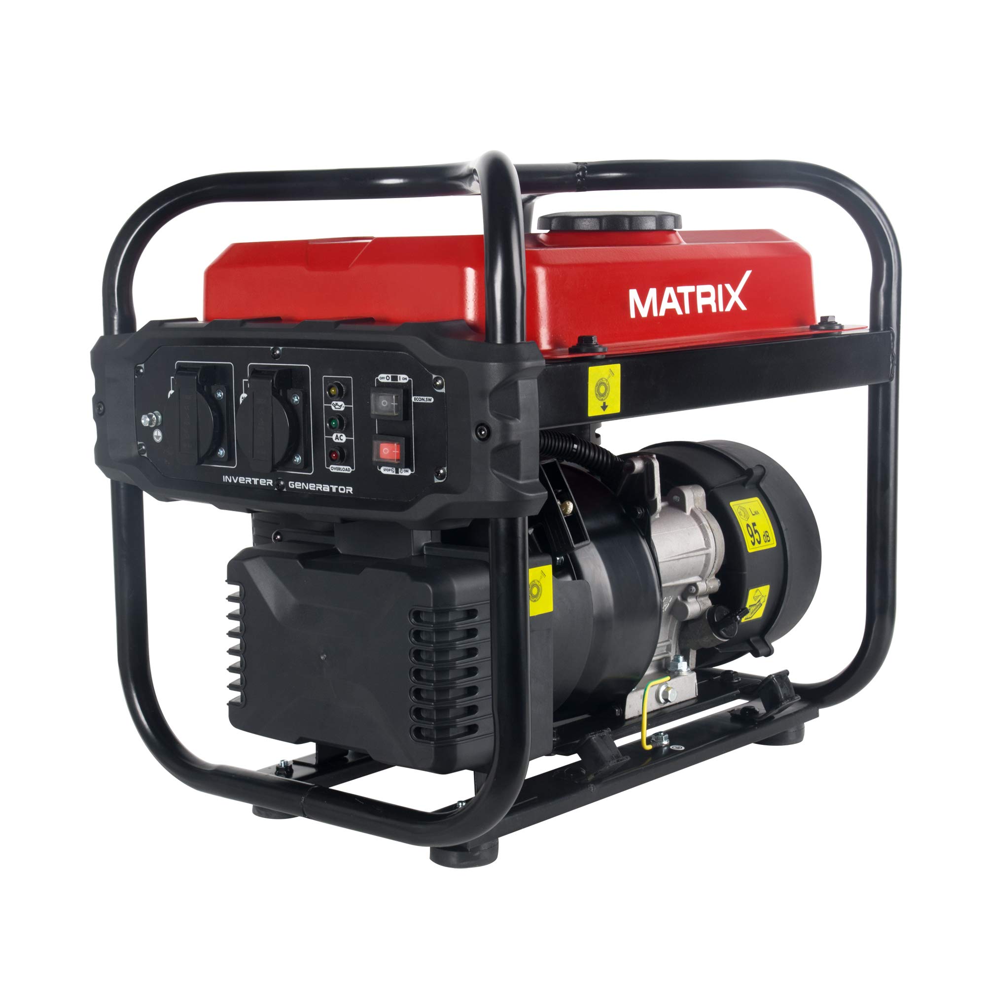 Matrix 160100475 Stromgenerator Stromerzeuger, 2000 Watt, Benzin, Leise, 4 Takt Motor, 10 Liter Tankvolumen