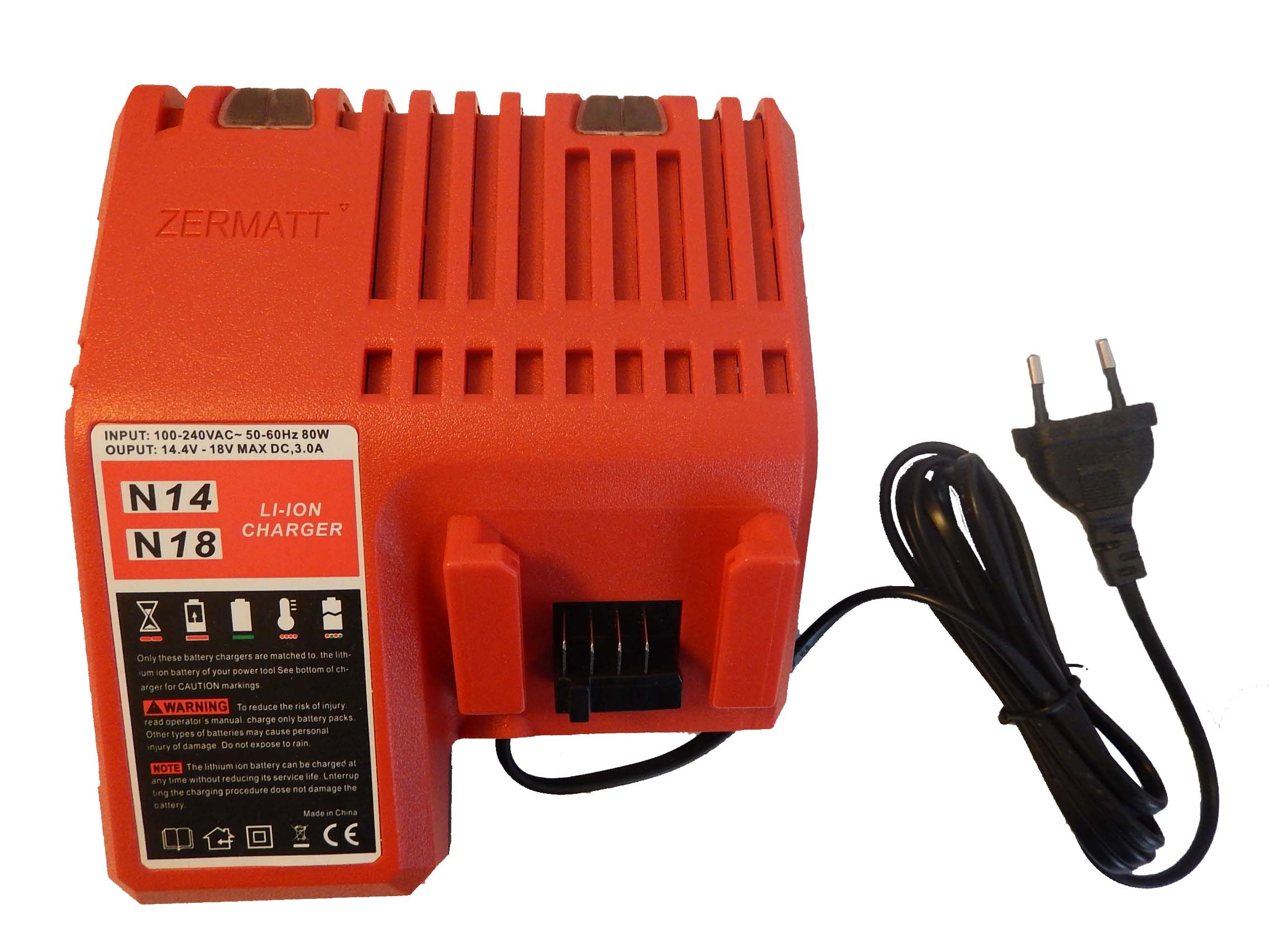 vhbw 220V Netzteil Ladegerät Ladekabel Elektrowerkzeug Akku Milwaukee M14BX, M14 BX, M18XC, B41A, M18, YTB313 wie 4932352959, M14, M18