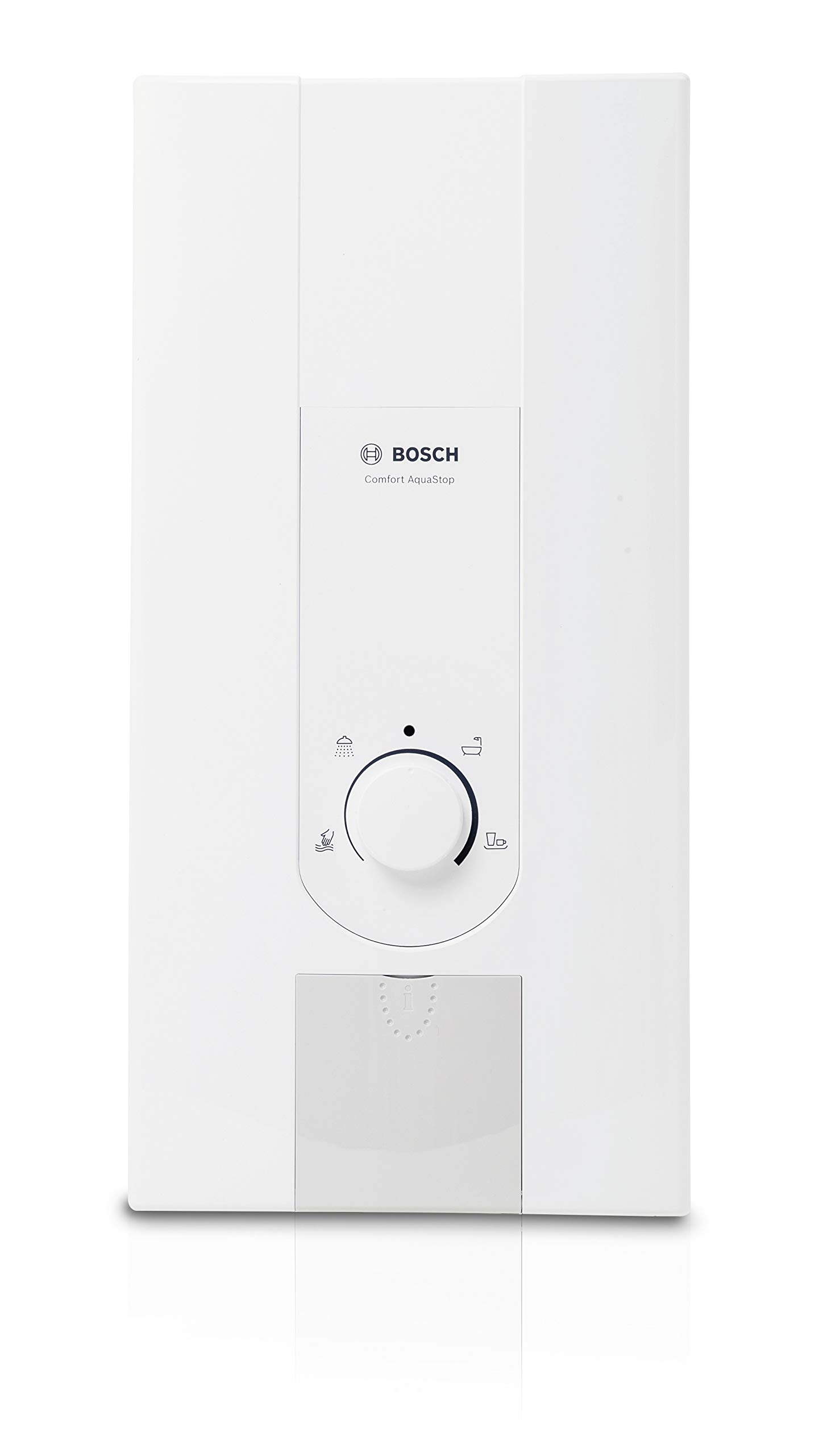 Bosch Thermotechnik Bosch elektronischer Durchlauferhitzer Tronic Comfort AquaStop, 24-27 kW, Übertischgerät, druckfest mit AquaStop, Wunschtemperatur über Drehregler