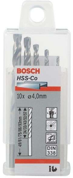 Bosch Professional Metallbohrer HSS-Cobalt (10 Stück, Ø 3 mm)