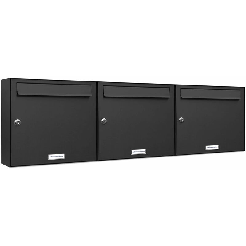 3er Briefkasten Anthrazit Anlage 3 Fach Wandbriefkasten Postkasten Ausführung 2
