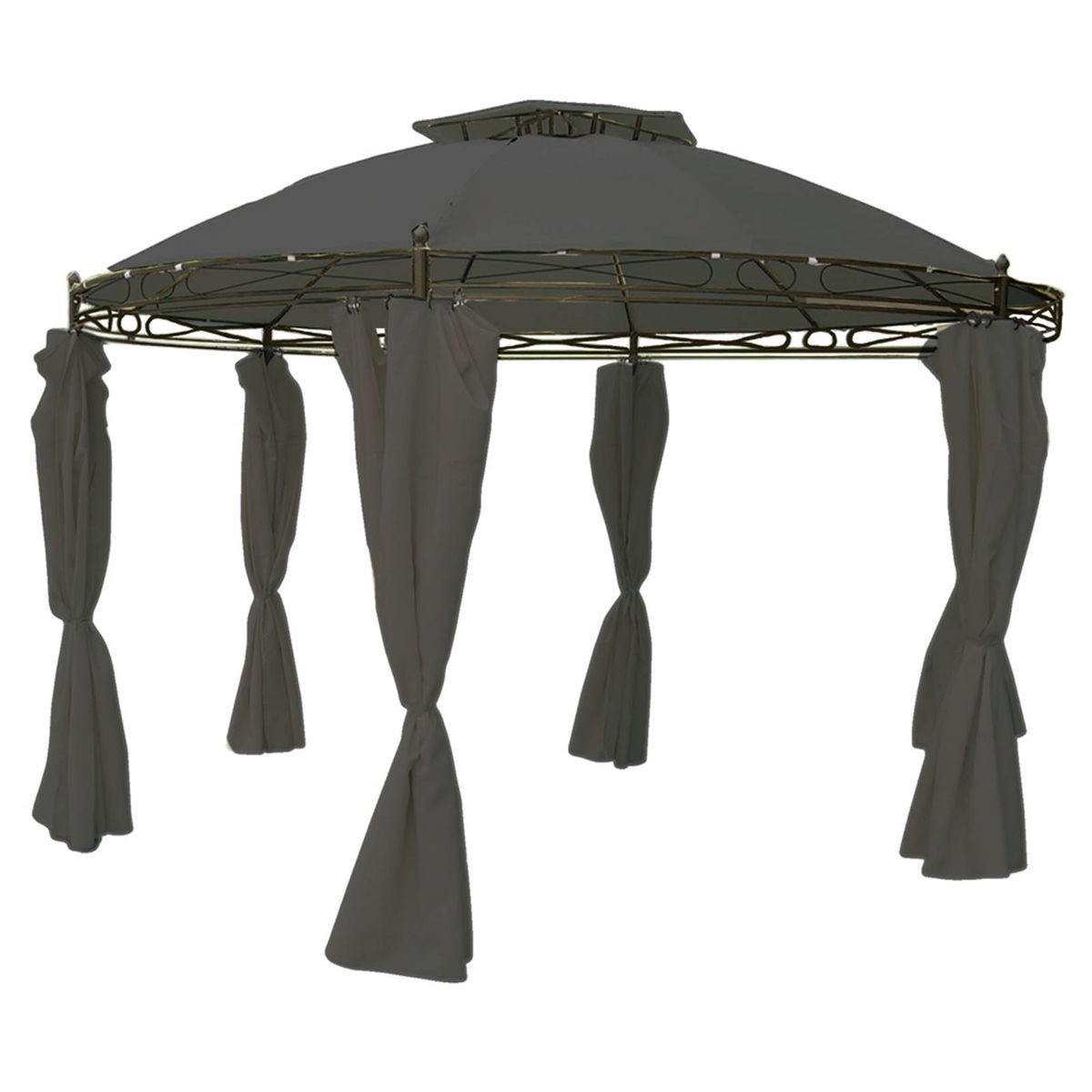 Linder Ersatzdach für Pavillon rund Ø3,5m beige, rot, grau oder taupe wasserdicht Dach steingrau Textil