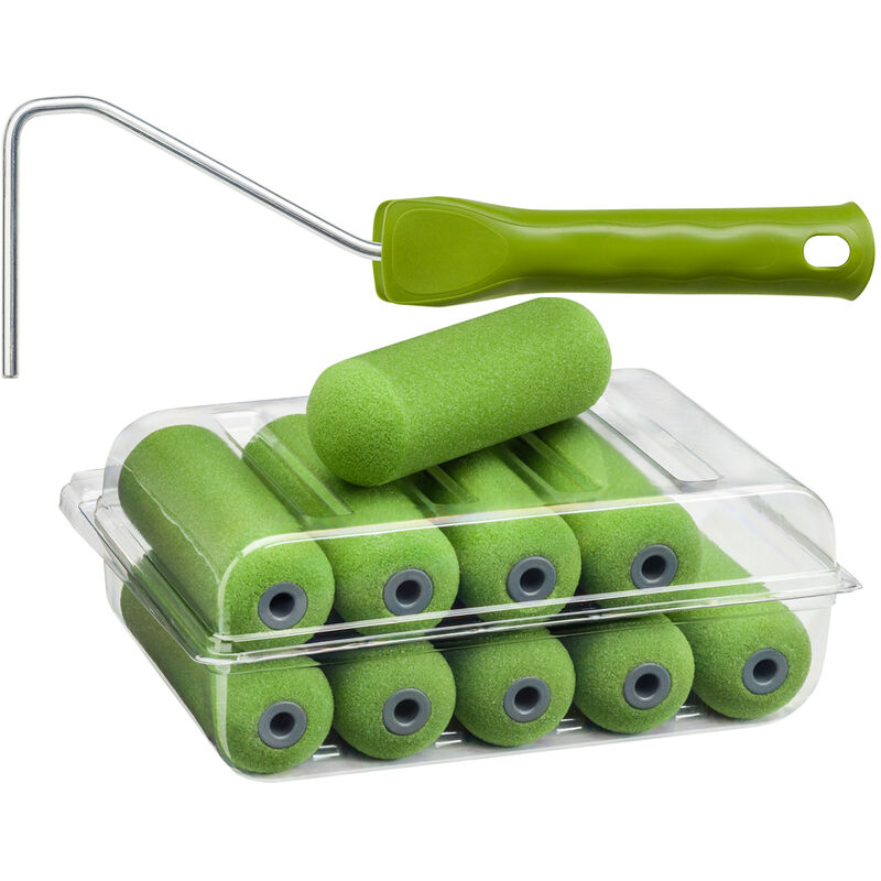 10 x Colorus Lackwalze superfein PLUS | Lackierwalze 11 cm beidseitig rund | Lackwalze-Schaumstoff für wasserbasierte, leicht lösemittelhaltige Lacke