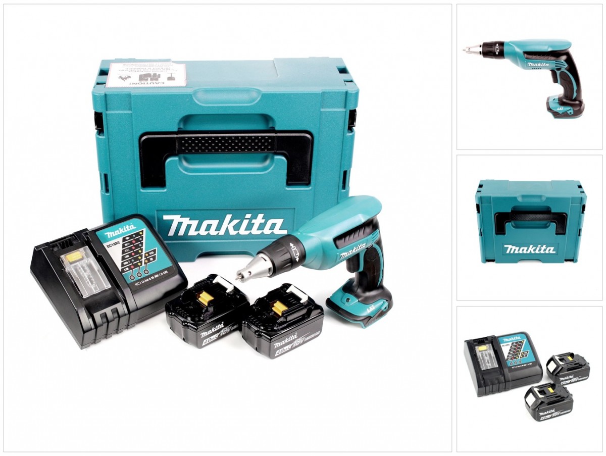 Makita DFS451RFJ Akku Schnellbau Schrauber im Makpac mit Ladegerät + 2 x Makita 3 Ah Akku Tests