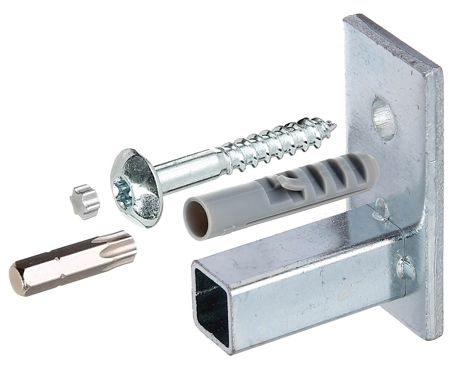 GAH-Alberts 554361 Befestigungsset für Fenstergitter in der Fensterlaibung | Montage Zubehör für Fenster-Gitter | galvanisch blau verzinkt | 4er Set