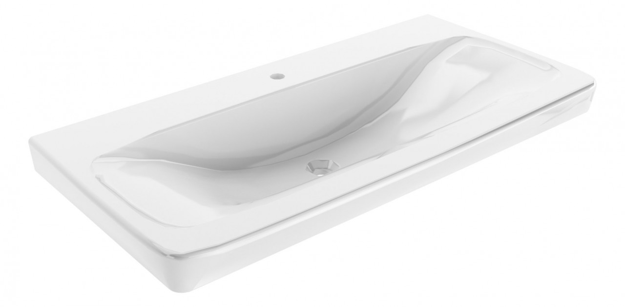 Fackelmann MILANO Waschbecken 88 cm aus Keramik, Weiß