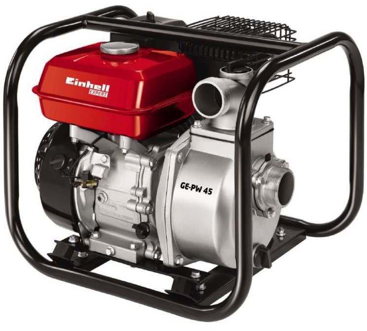 Einhell Benzin Wasserpumpe GE-PW 45 (4,8 kW, max. 23000 l-h, max. Förderhöhe 26 m, inkl. umfangreiches Adapter-Zubehör und Saugkorb) Benzin-Wasserpumpe