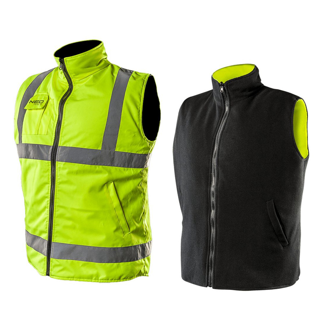 2 in 1 Profi Warnweste, Fleeceweste S