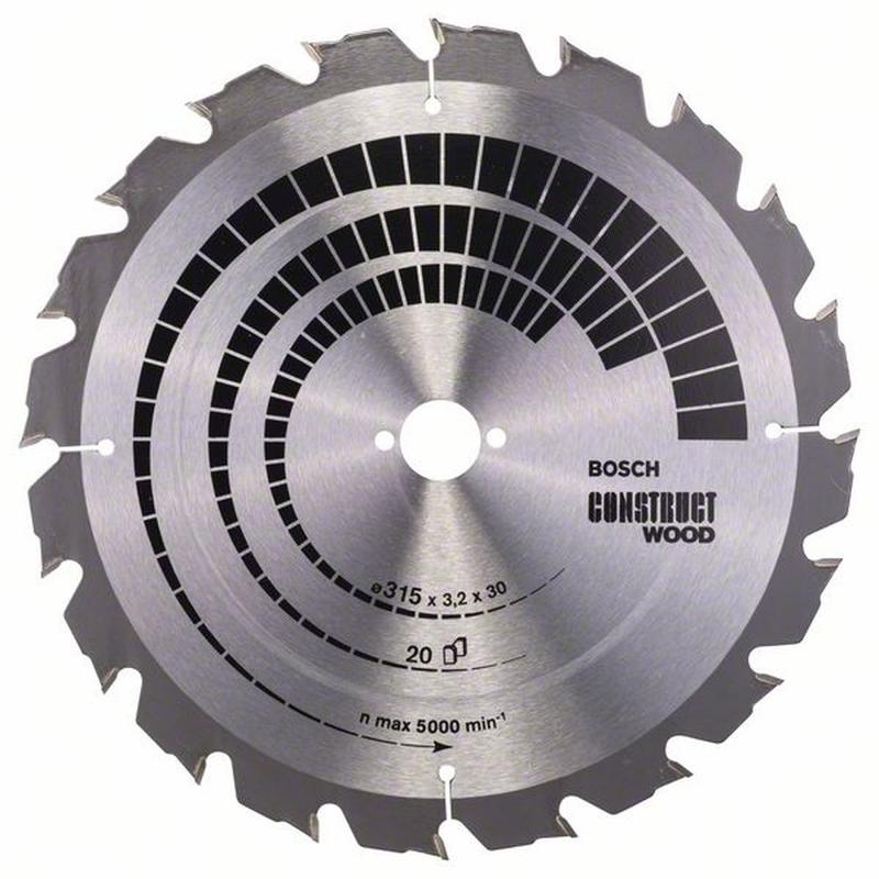 Bosch Professional Kreissägeblatt Construct Wood (Holz, 315 x 30 x 3,2 mm, 20 Zähne, Zubehör Kreissäge)