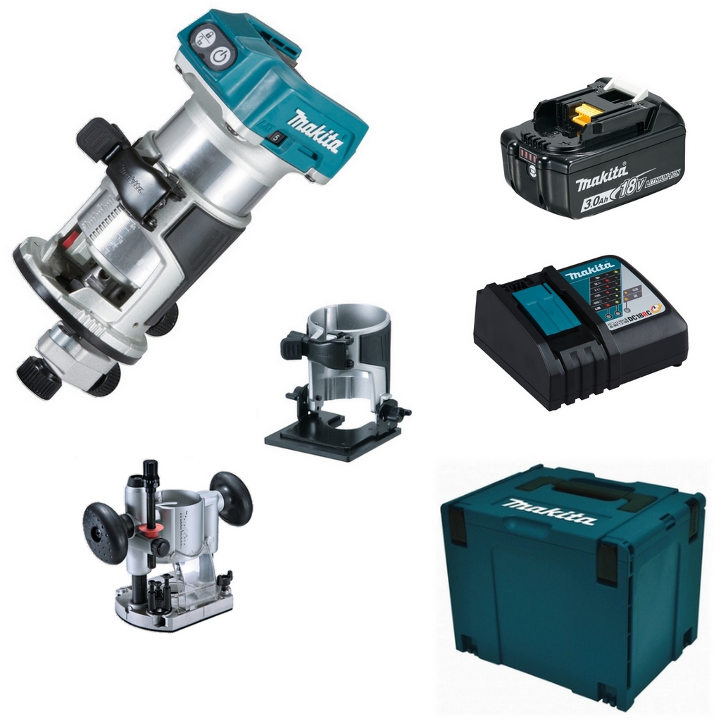 Makita Akku-Multifunktionsfräse DRT50ZJX2 18V plus DC18RC plus Akku 3,0 Ah BL1830B - Preisvergleich