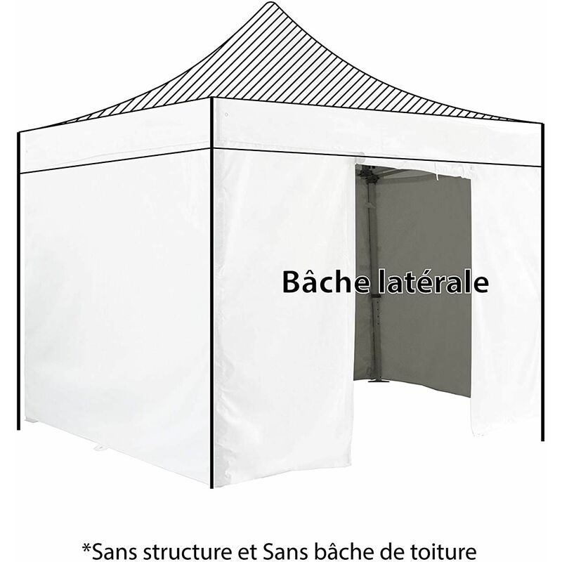 4 Seitenwände vom Pavillon (OHNE STRUKTUR)3X3M - WEIß - 3 Wände ohne Fenster + eine Wand mit einer Tür - Polyester mit 520G - M2 PVC-Beschichtung,