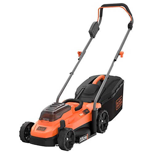 Black+Decker BCMW3336N-XJ Rasenmäher (36V, 33 cm Schnittbreite, für mittlere Rasenflächen bis 250 m², 5-fache Höhenverstellung, 35l Fangkorb, ohne Akku und Ladegerät), 36 V, Orange-Schwarz