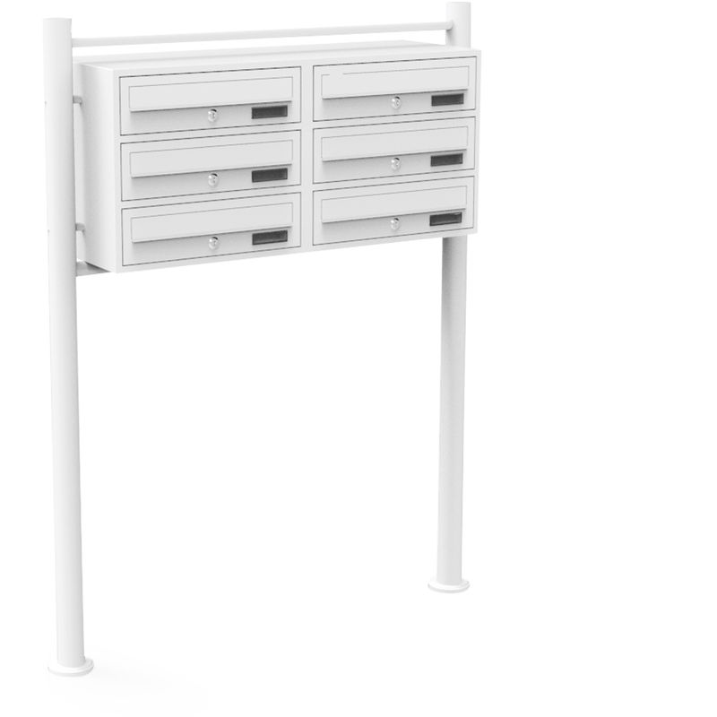 6er Briefkastenanlage Weiß 2x3 Fächer Standbriefkasten Postfach Briefkasten Postkasten