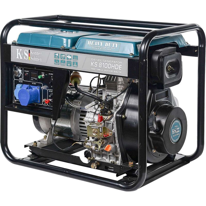Könner&söhnen - KS 8100HDE Diesel Stromerzeuger 6500 Watt, 1x16A (230V), 1X32A (230V), 12V, E-Start, Automatischer Voltregler (AVR),