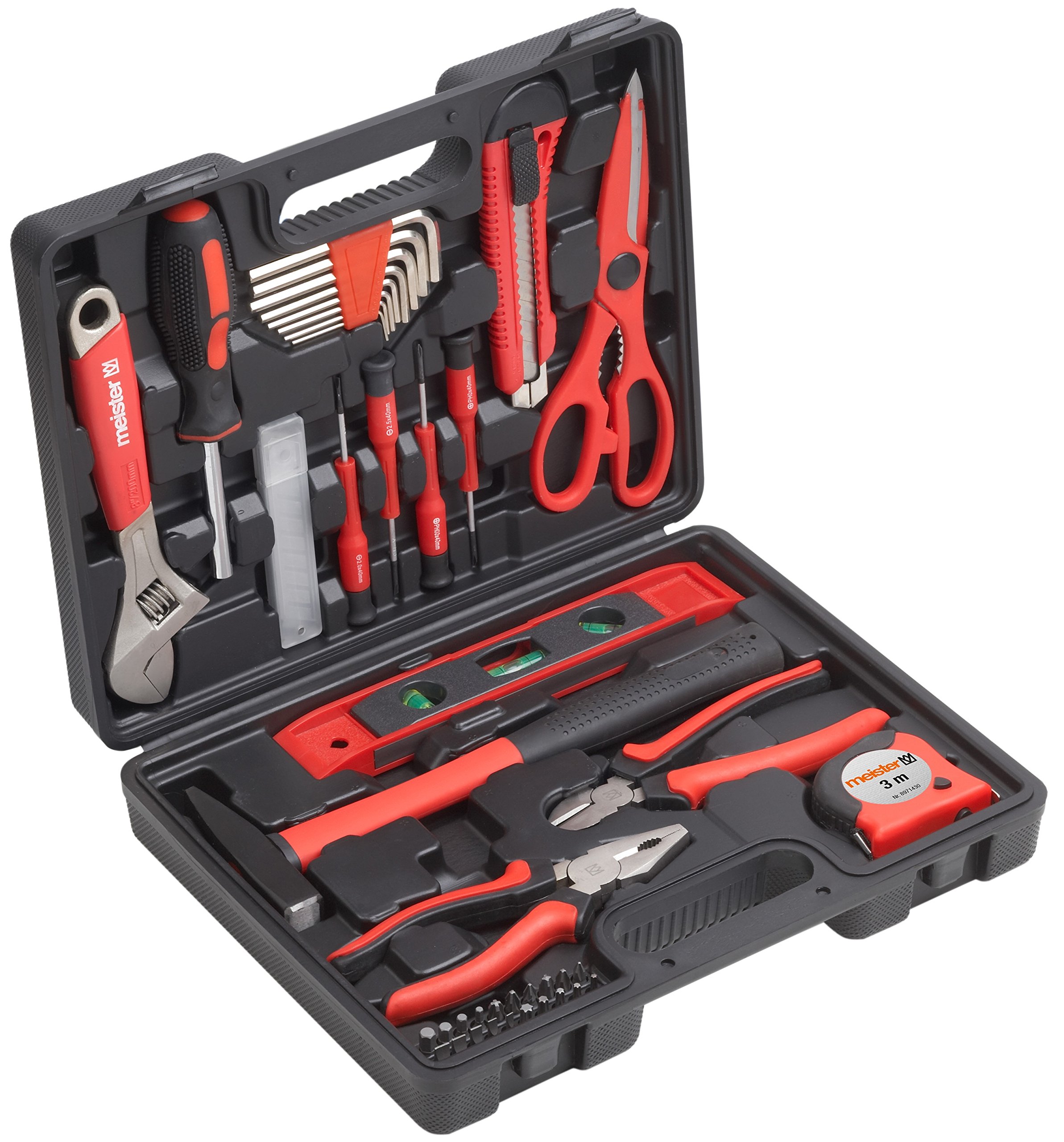 Meister Haushaltskoffer 44-teilig - Werkzeug-Set - Werkzeug für den täglichen Gebrauch - Werkzeugkoffer befüllt - Werkzeugset - Werkzeugbox komplett mit Werkzeug - Werkzeugsortiment - 8971430