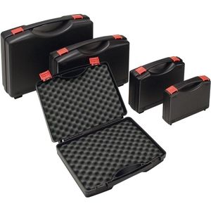 Quality Brand Transportbehälter Kunststoffkoffer PP schwarz Schaumstoffeinlage B185xT235xH48mm Transportkoffer