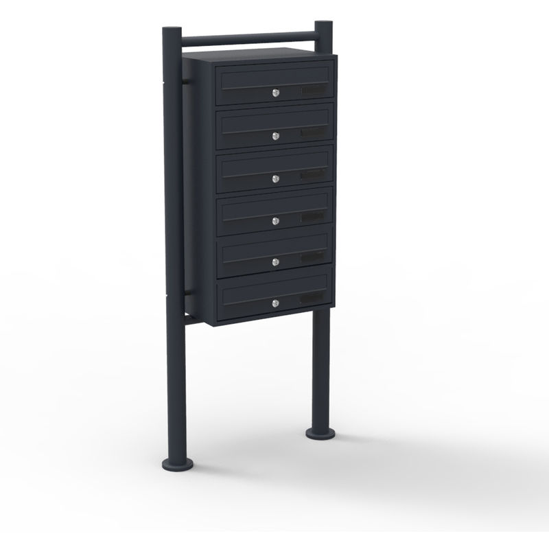 6er Briefkastenanlage Schwarz Postfach 6 Fächer Standbriefkasten Briefkasten Postkasten