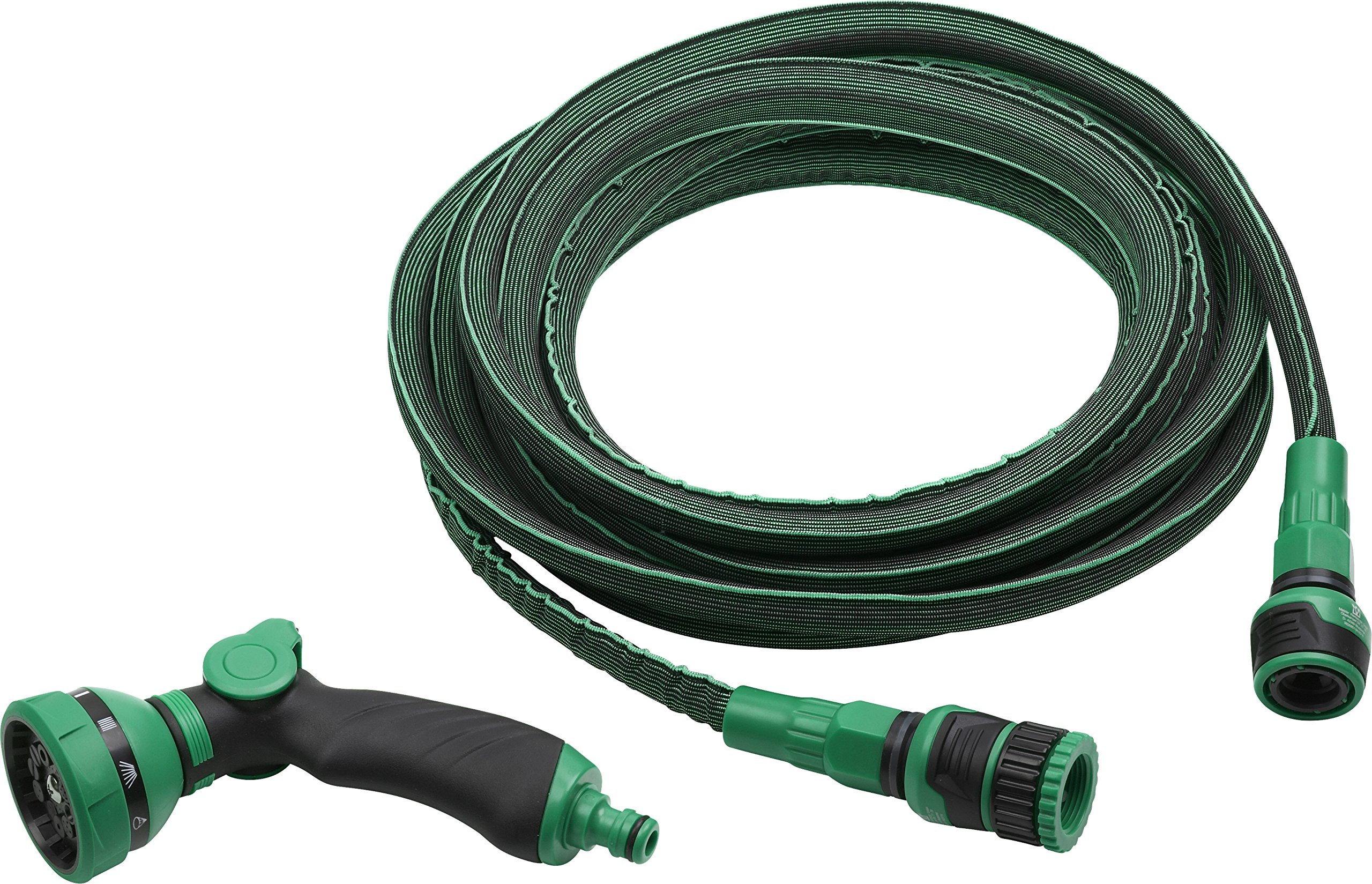 Werkzeyt Flexibler Gartenschlauch - 15 - 30 m - Inkl. Multifunktionsbrause - Strapazierfähig - Kein Verdrehen oder Verknoten - Flex-Schlauch - Dehnbarer Wasserschlauch - Gartenbewässerung - 9927630