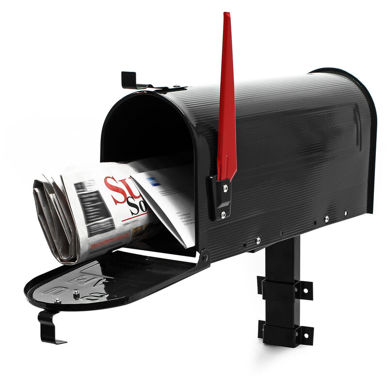 US Mailbox Briefkasten Amerikanisches Design schwarz mit passender Wandhalterung