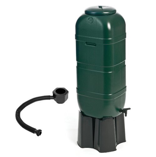 Strata Regentonnen-Set, 4-teiliger Standfuß und Regensammler, 100 L, Grün, 36 x 32 x 96 cm