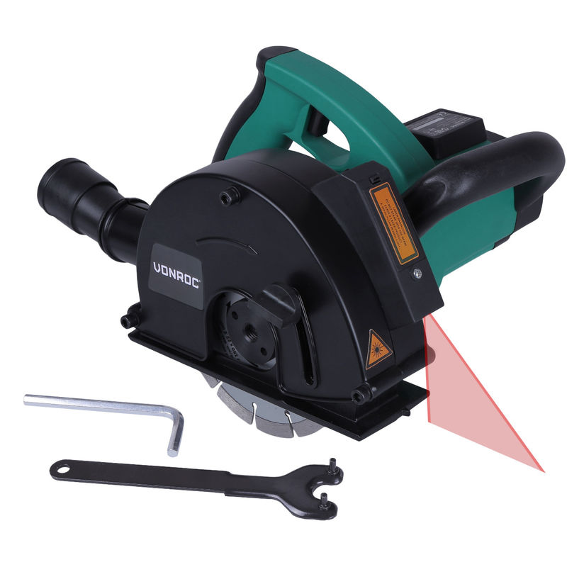 VONROC Mauernutfräse Schlitzfräse mit Laser – 1700 W – 150 mm – Inkl. 2 Diamantscheiben, Staubsaugeranschluss und Aufbewahrungstasche
