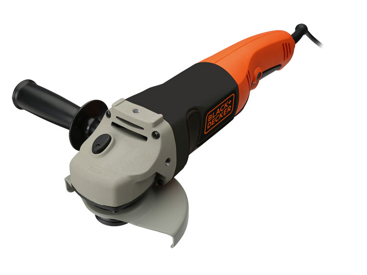 Black+Decker Winkelschleifer (mit 3-Positionen-Zusatzhandgriff, 1200 W, 125 mm, Nullspannungsschalter, Spindelarretierung, Sanftanlauf, rutschfester Gehäusegriff, zum Schleifen, Entrosten) KG1202K