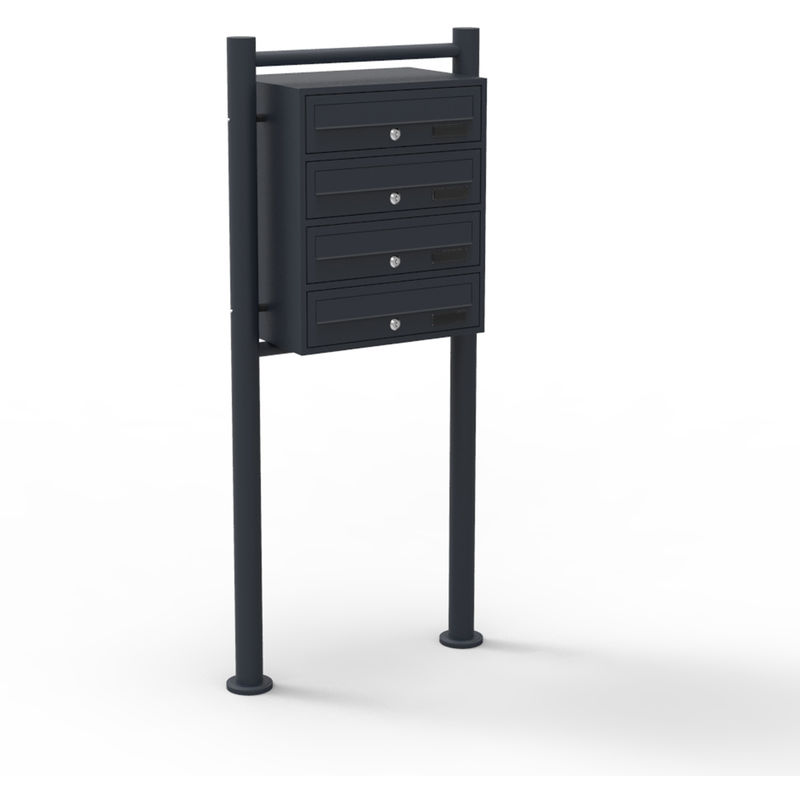 4er Briefkastenanlage Schwarz Postfach 4 Fächer Standbriefkasten Briefkasten Postkasten