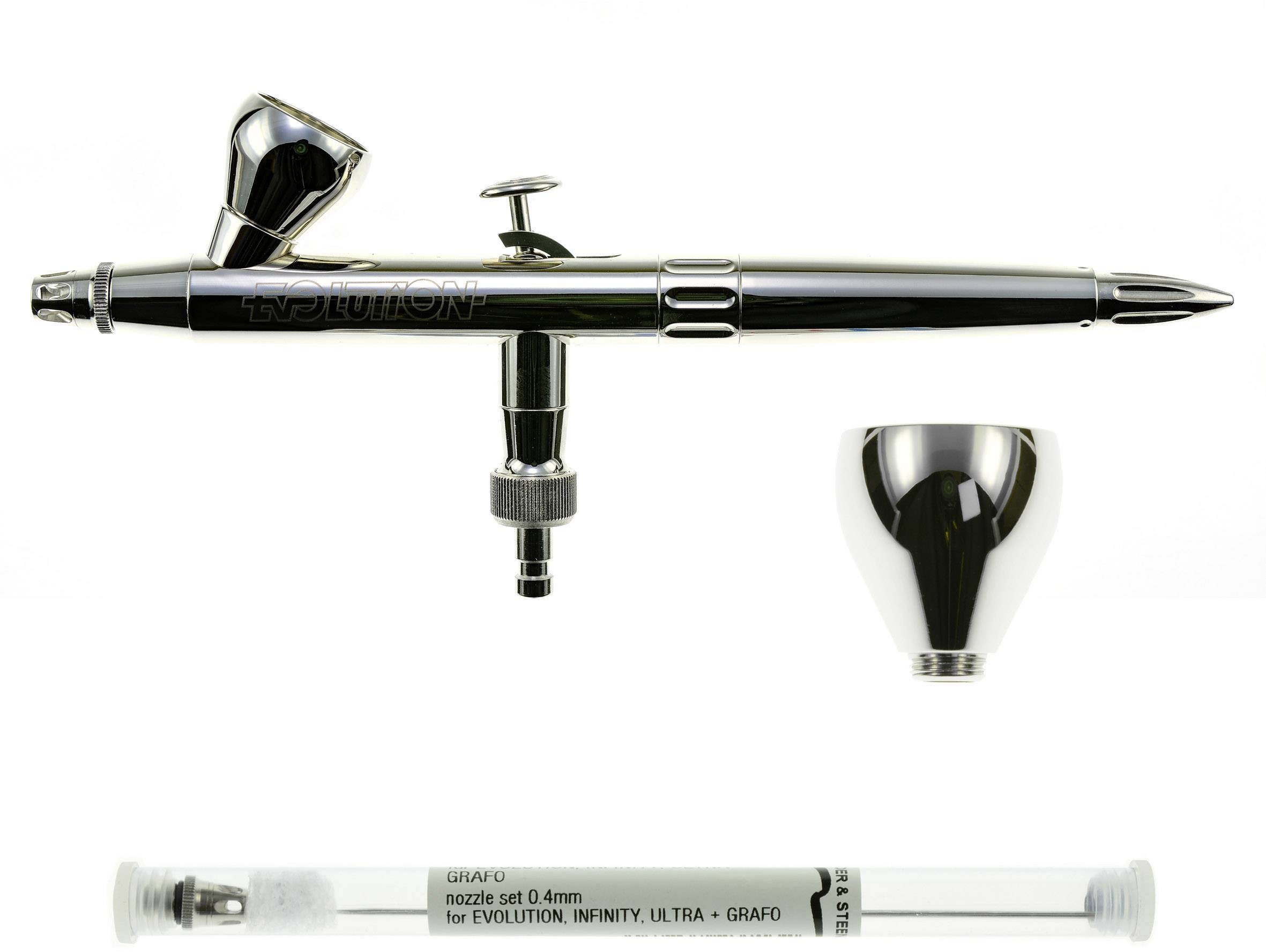 Harder & Steenbeck Evolution Silverline Two in One Double Action Airbrush-Pistole Düsen- Durchmesser 0,2 plus 0,4mm
