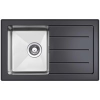 respekta NEWYORK86X50S Spüle, Schwarz, 86 x 50 cm