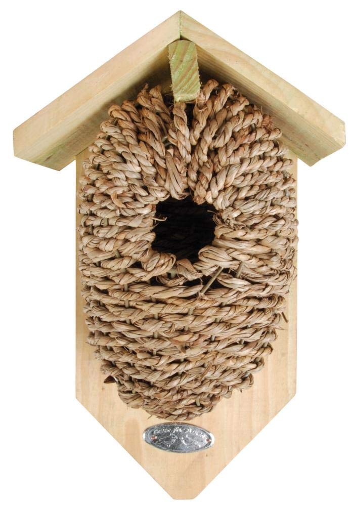Esschert Design Nistkasten, Vogelhaus mit Höhle aus Seegrass, ca. 15 cm x 10 cm x 26 cm